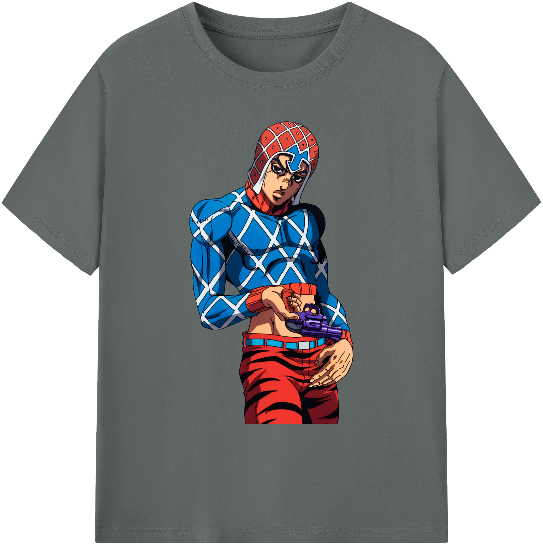 （画像用） ジョジョの奇妙な冒険 グイード?ミスタ JoJo's Bizarre Adventure Guido Mista 綿100％ メンズ半袖Tシャツ｜肌触りやわらか＆通気性